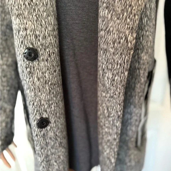 English Rose Studded Moto Coat Gray Black Faux Leather Jacket M/L Edgy - Picture 7 of 9